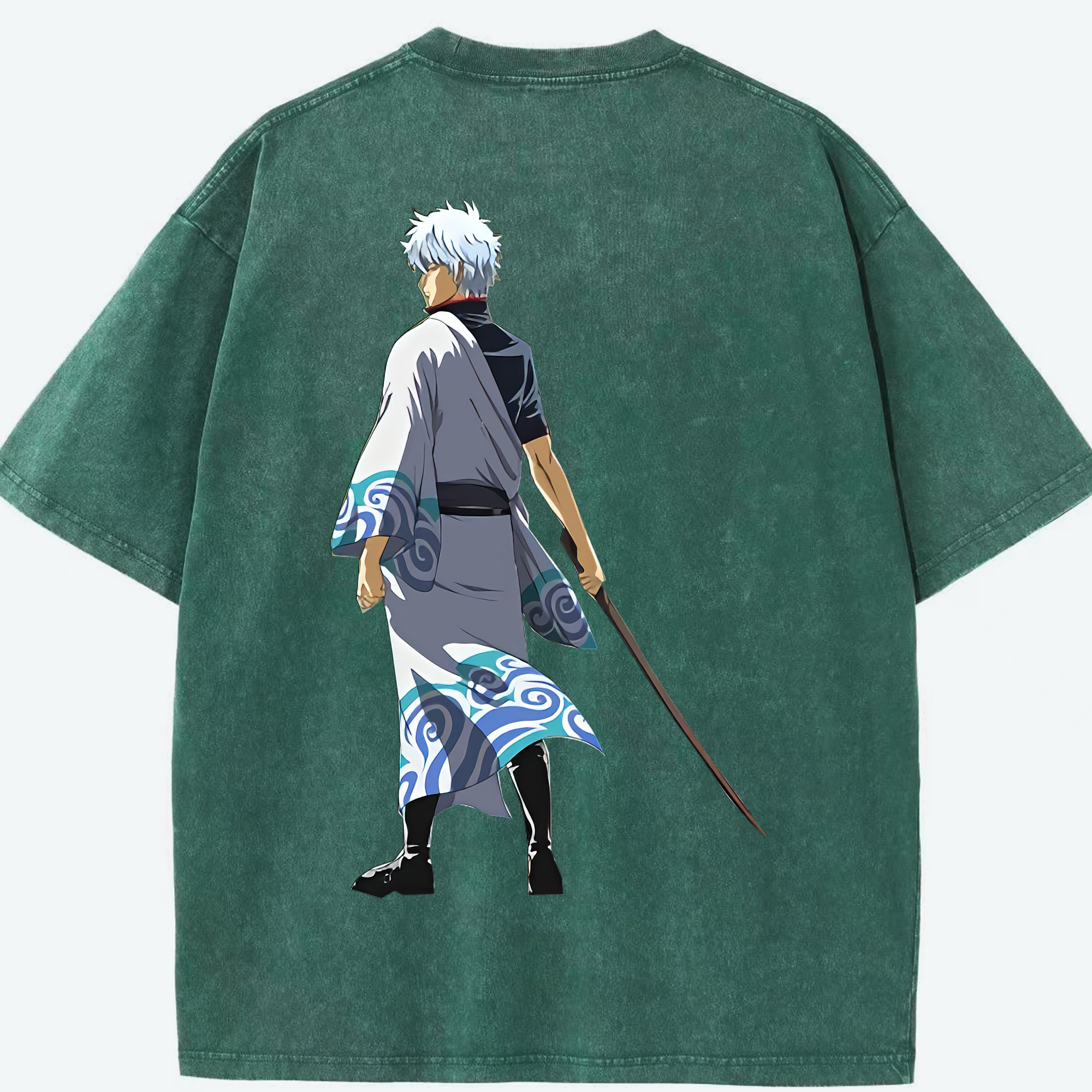 （画像用） ぎんたま 坂田銀時（さかたぎんとき） 神楽 志村新八（しむら しんぱち） GINTAMA Sakata Gintoki Kagura Shimura Shinpachi 綿100% ヴィンテージ風 半袖Tシャツ（背面プリント）